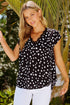 Floral Scalloped V Neck Short Sleeves Top